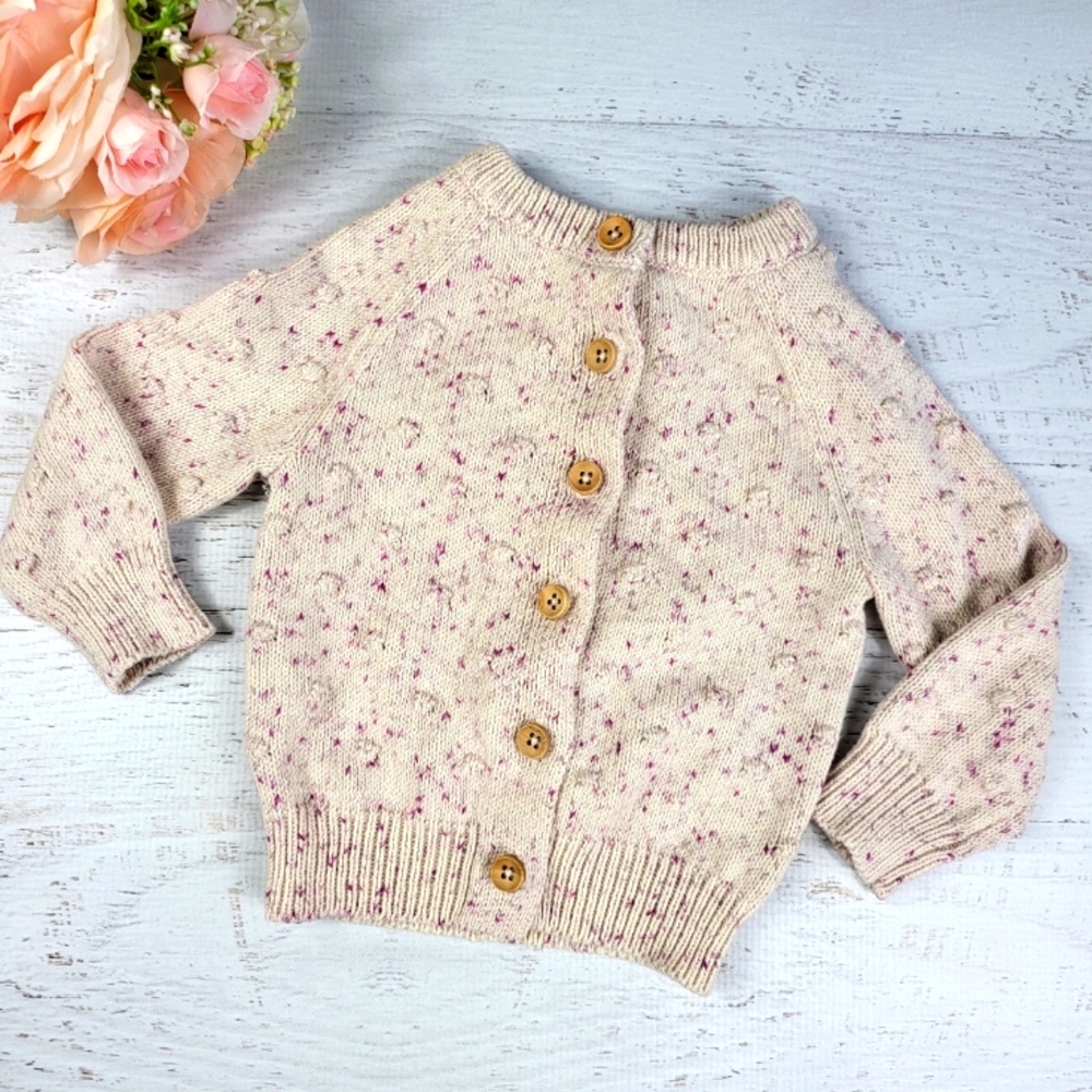 Jamie Kay Dotty Cardigan Raspberry Fleck 1Yr